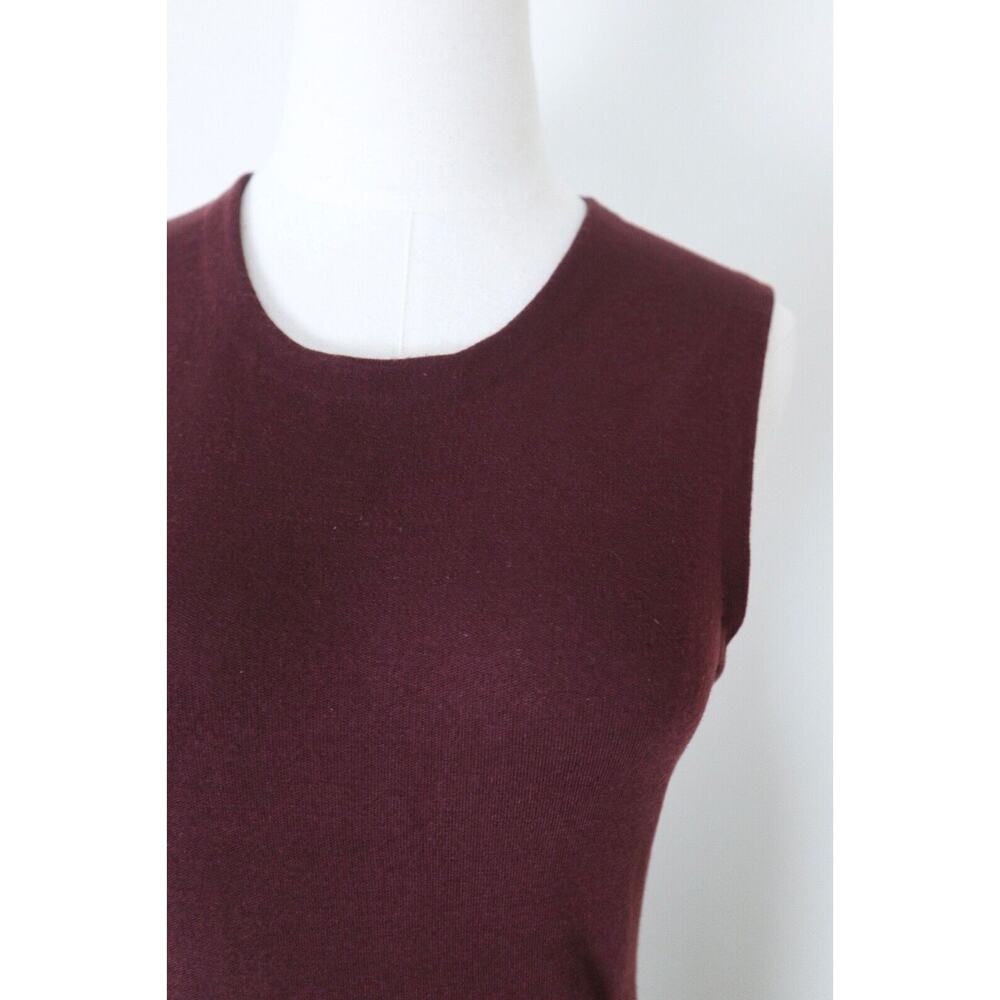 Theory Size M Koldeen Preen Wool Midi Sweater Dress Sleeveless Cassis Red - Picture 4 of 12